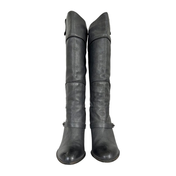 Sam Edelman Naharra Knee High Graphite Leather Heeled Boots Size 8.5 - Picture 8 of 16